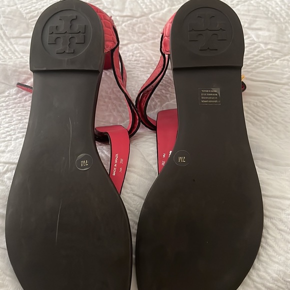Tory Burch pink crocodile sandals size 7 - Picture 6 of 6